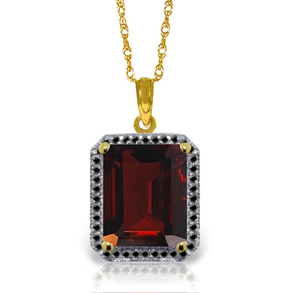 NECKLACE WITH NATURAL BLACK DIAMONDS & GARNET